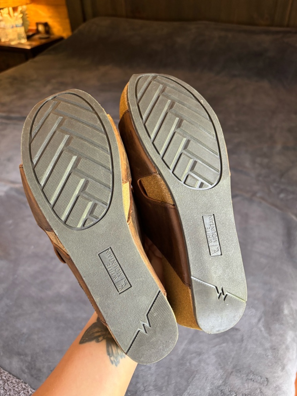 White Mountain Footbeds Chandler Brown Cork Wedge Double Strap Sandals, Size 8 - Picture 6 of 9